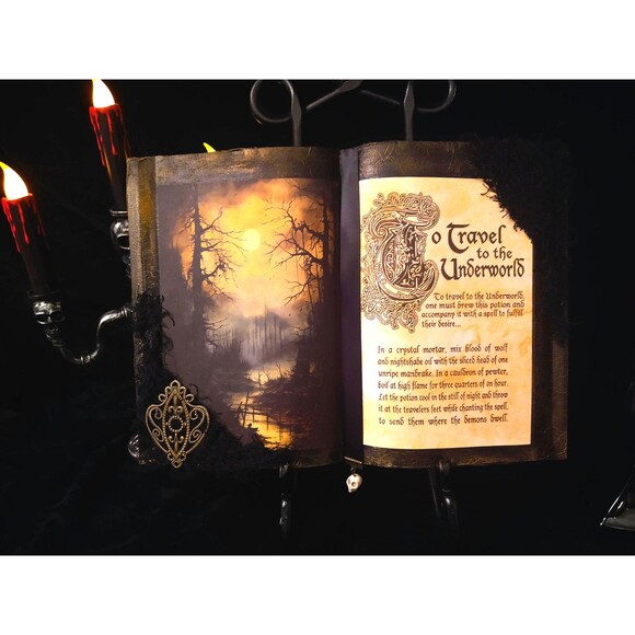 To TRAVEL To The UNDERWORLD Spells SpellBook Spooky Witch Gothic Decor - Picture 1 of 5